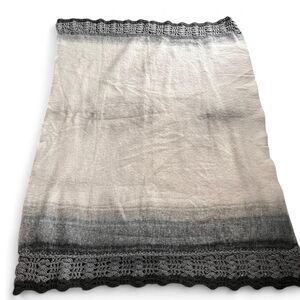 Anthropologie Boho Wool Blend Omnre Crochet Throw Blanket